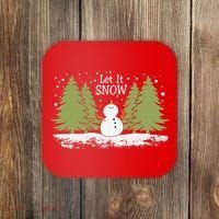 Let It Snow Winter Snowman Christmas Coaster thumb 0