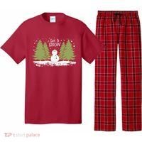 Let It Snow Winter Snowman Christmas Pajama Set thumb 0