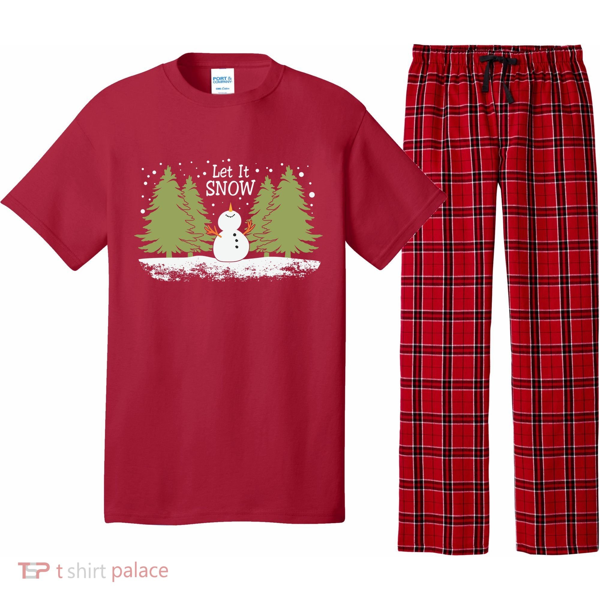 Let It Snow Winter Snowman Christmas Pajama Set