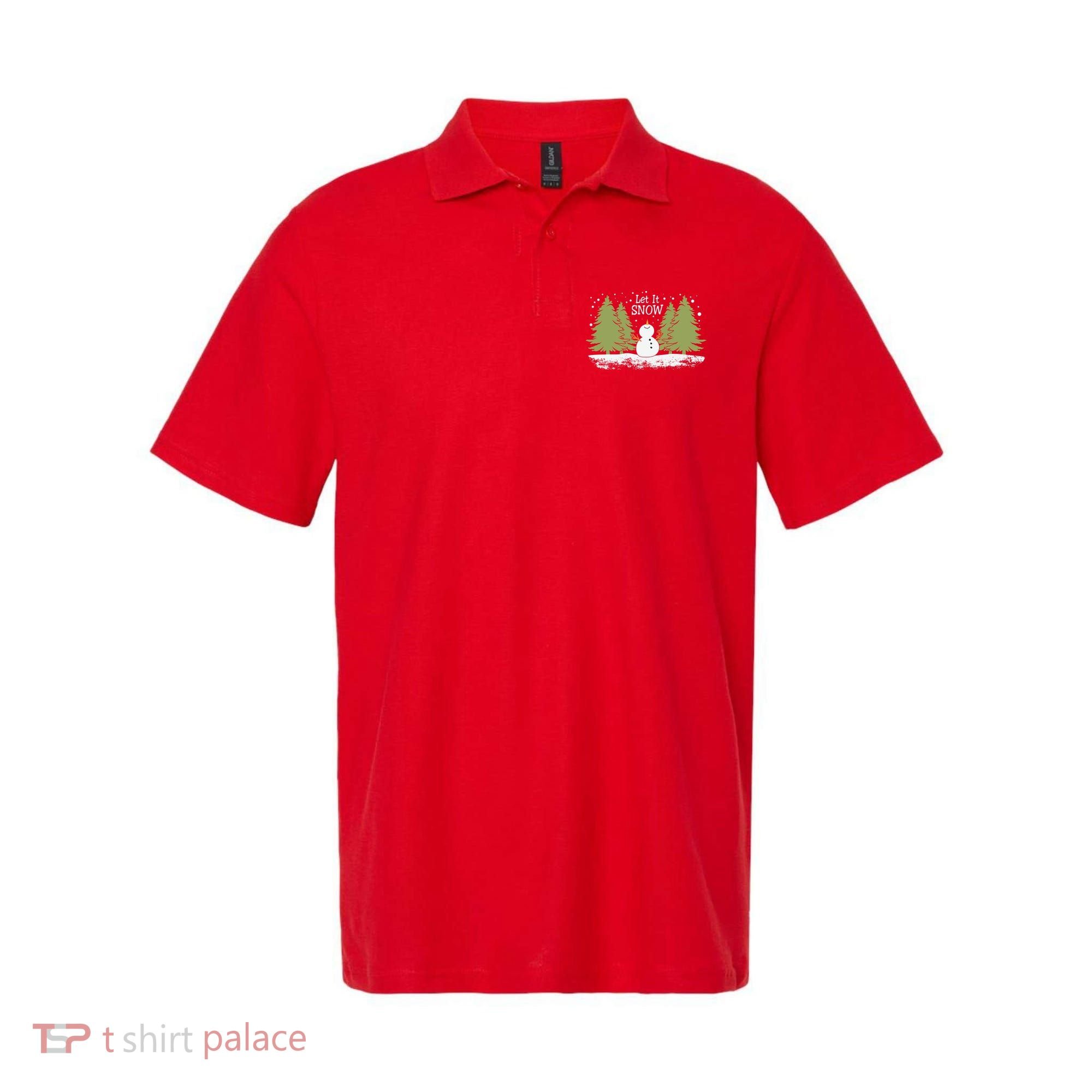 Let It Snow Winter Snowman Christmas Polo