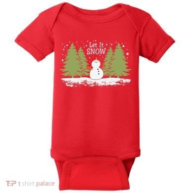 Let It Snow Winter Snowman Christmas Baby Bodysuit