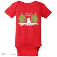 Let It Snow Winter Snowman Christmas Baby Bodysuit thumb 0