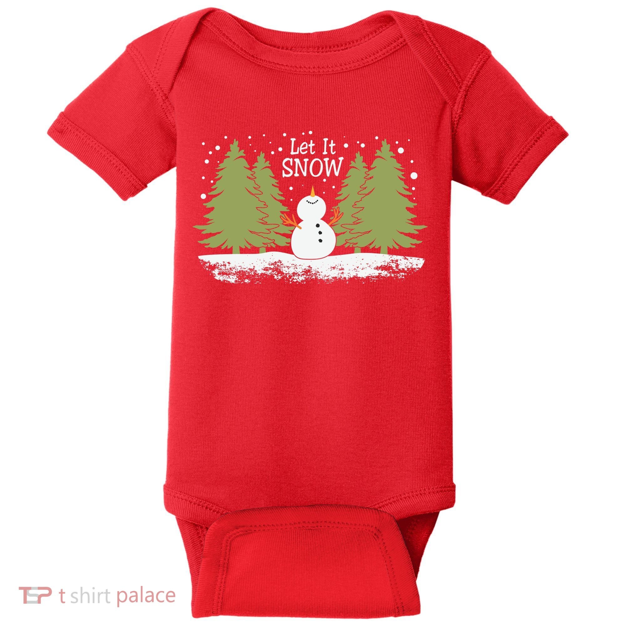 Let It Snow Winter Snowman Christmas Baby Bodysuit