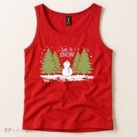 Let It Snow Winter Snowman Christmas Tank Top thumb 2