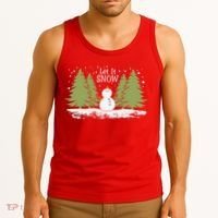 Let It Snow Winter Snowman Christmas Tank Top thumb 3