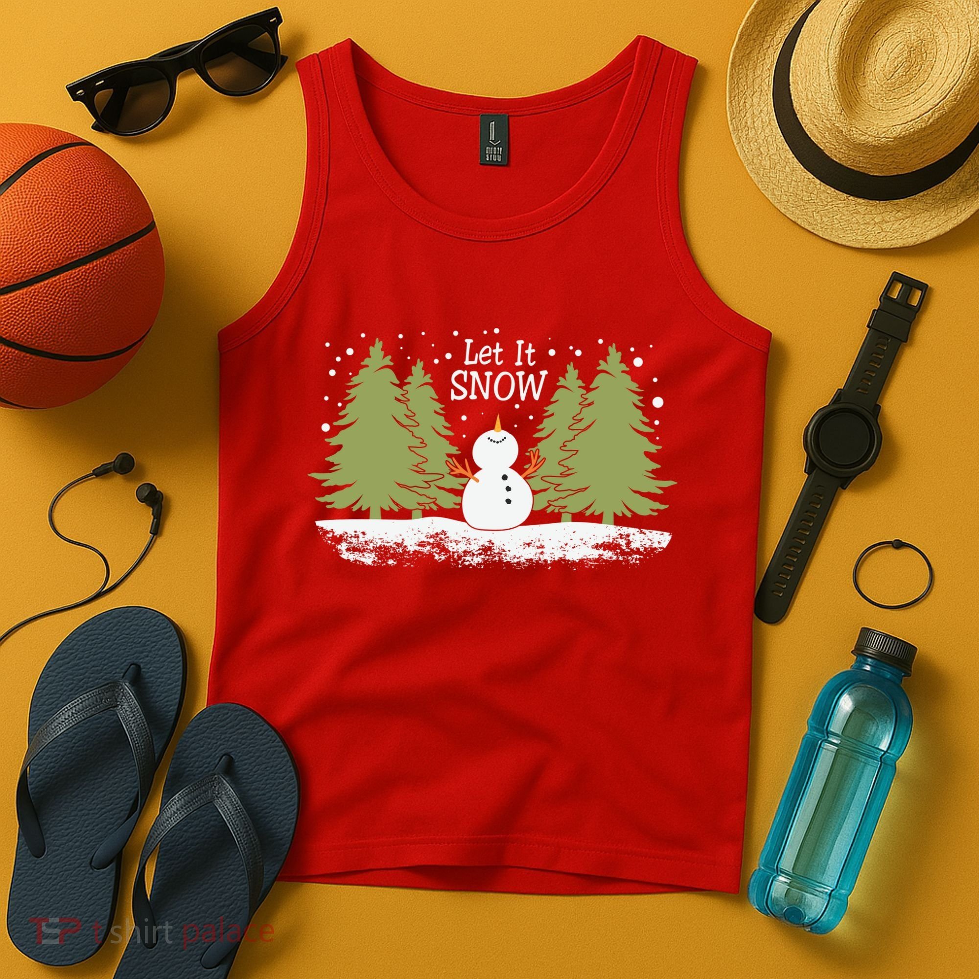 Let It Snow Winter Snowman Christmas Tank Top