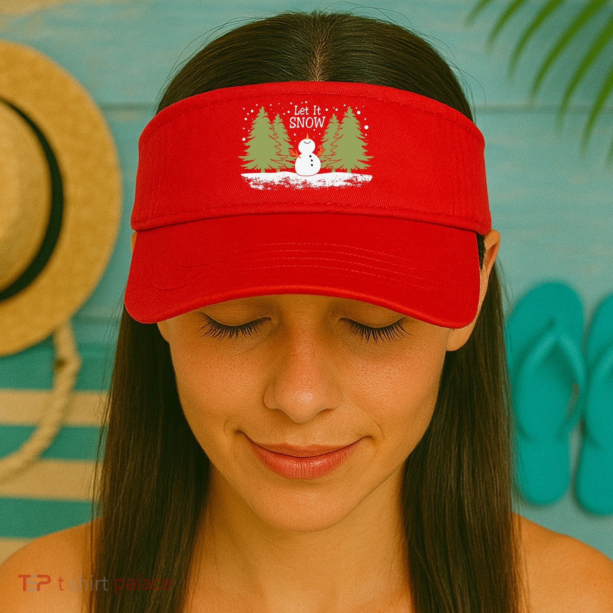 Let It Snow Winter Snowman Christmas Visor