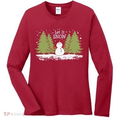 Let It Snow Winter Snowman Christmas Women's Long Sleeve Shirt