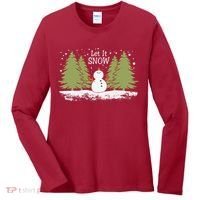 Let It Snow Winter Snowman Christmas Women's Long Sleeve Shirt thumb 0