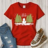 Let It Snow Winter Snowman Christmas Women's T-Shirt thumb 3