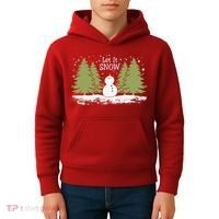 Let It Snow Winter Snowman Christmas Kids Hoodie thumb 4