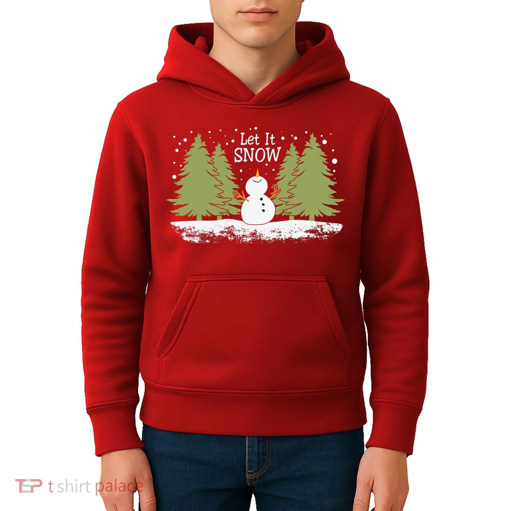 Let It Snow Winter Snowman Christmas Kids Hoodie
