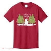 Let It Snow Winter Snowman Christmas Kids T-Shirt thumb 0