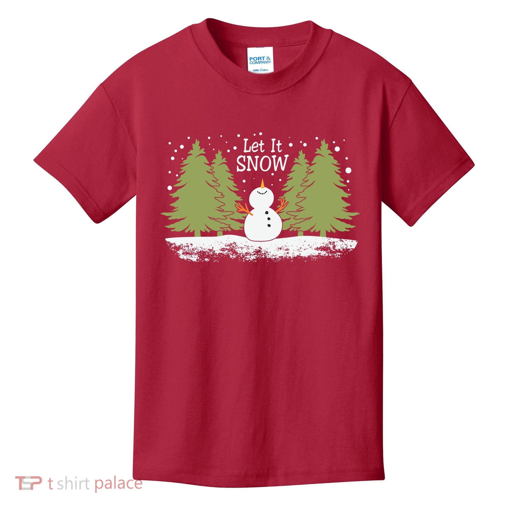 Let It Snow Winter Snowman Christmas Kids T-Shirt