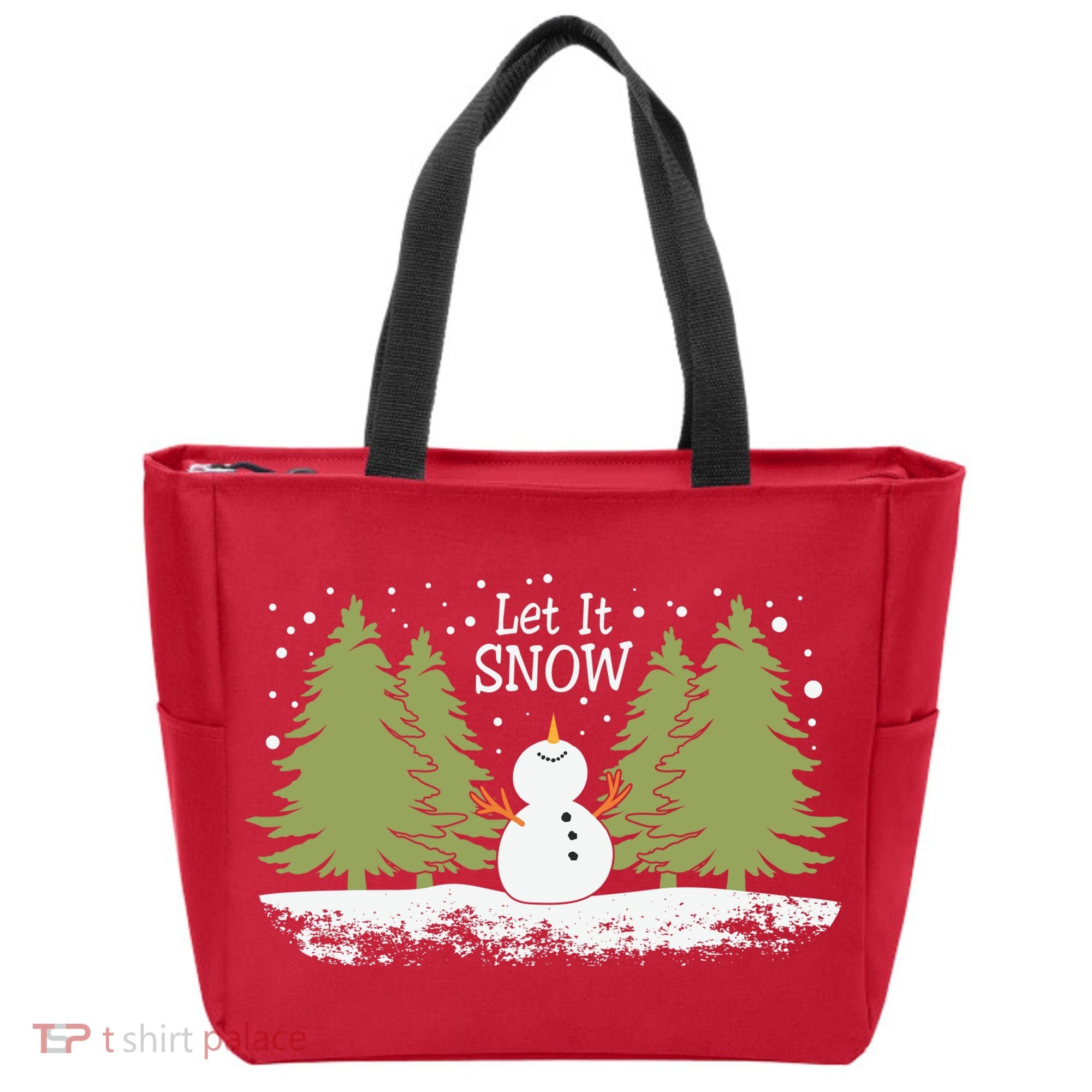 Let It Snow Winter Snowman Christmas Tote Bag
