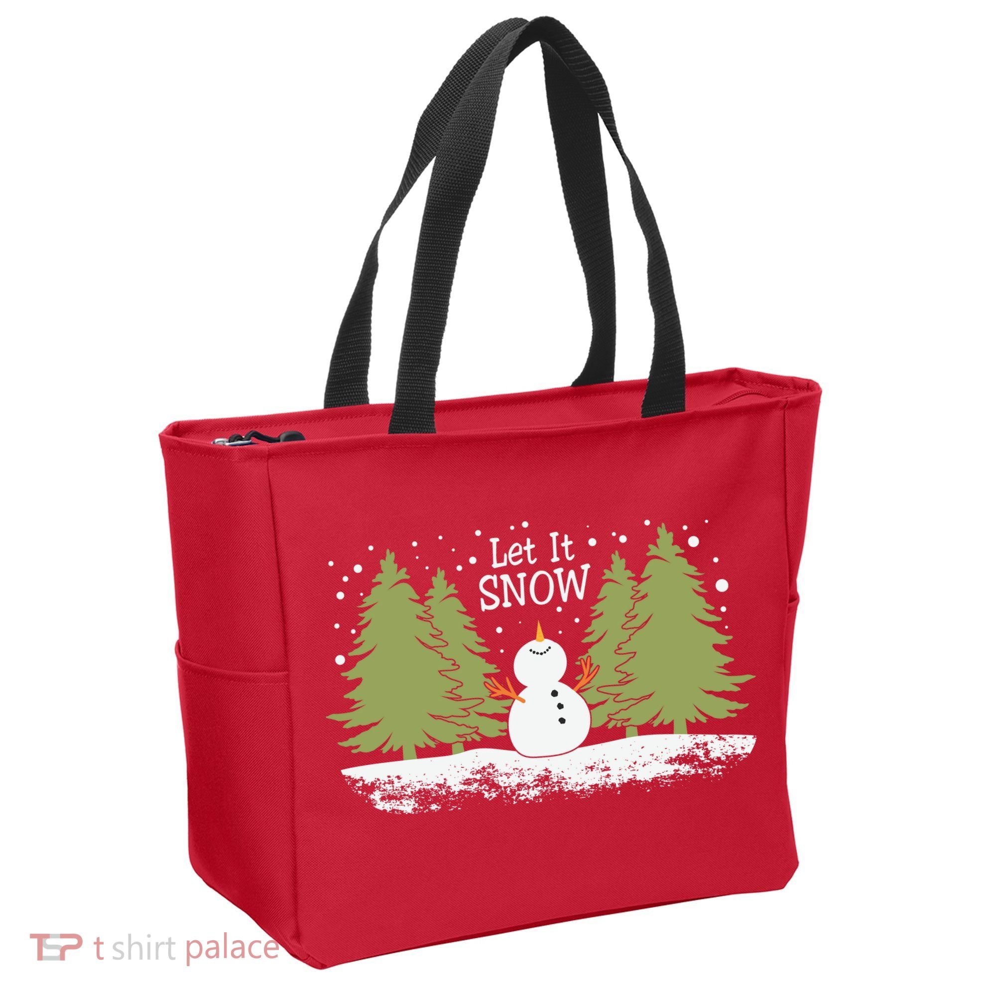 Let It Snow Winter Snowman Christmas Tote Bag