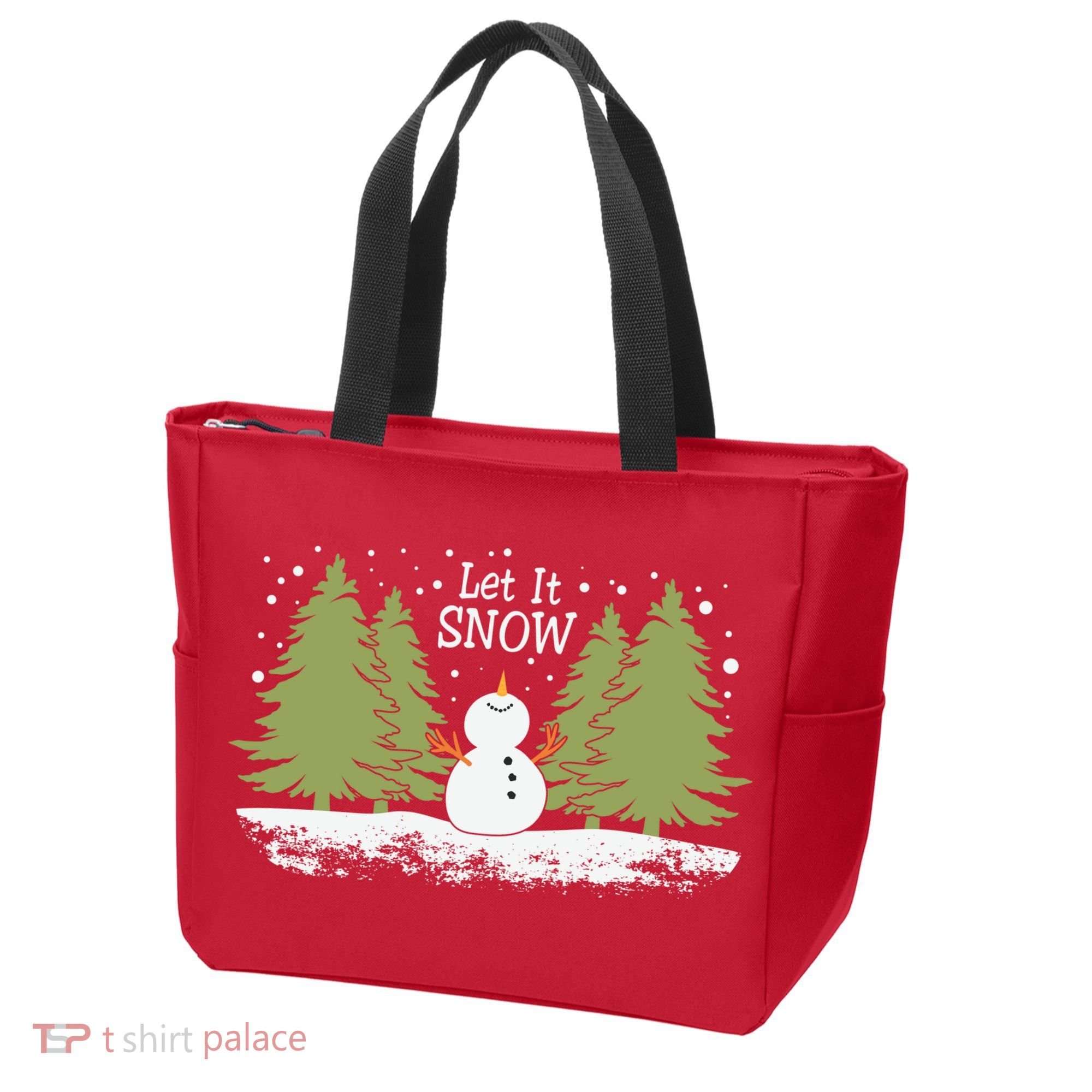 Let It Snow Winter Snowman Christmas Tote Bag