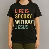Life Is Spooky Without Jesus Christian Religious Halloween  T-Shirt thumb 4