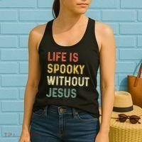 Life Is Spooky Without Jesus Christian Religious Halloween  Women's Tank Top thumb 2