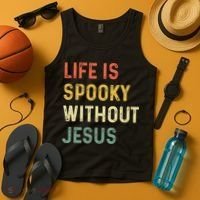 Life Is Spooky Without Jesus Christian Religious Halloween  Tank Top thumb 4