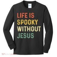 Life Is Spooky Without Jesus Christian Religious Halloween  Kids Long Sleeve Shirt thumb 0