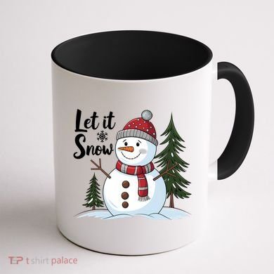 Let It Snow Cute Snowman Christmas Xmas Holiday Coffee Mug back