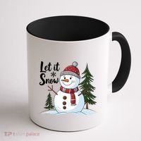 Let It Snow Cute Snowman Christmas Xmas Holiday Coffee Mug thumb 1