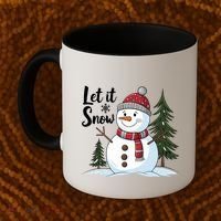 Let It Snow Cute Snowman Christmas Xmas Holiday Coffee Mug thumb 2