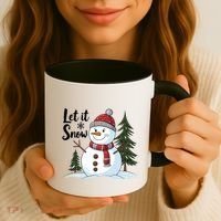 Let It Snow Cute Snowman Christmas Xmas Holiday Coffee Mug thumb 3