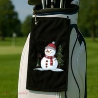 Let It Snow Cute Snowman Christmas Xmas Holiday Golf Towel thumb 2