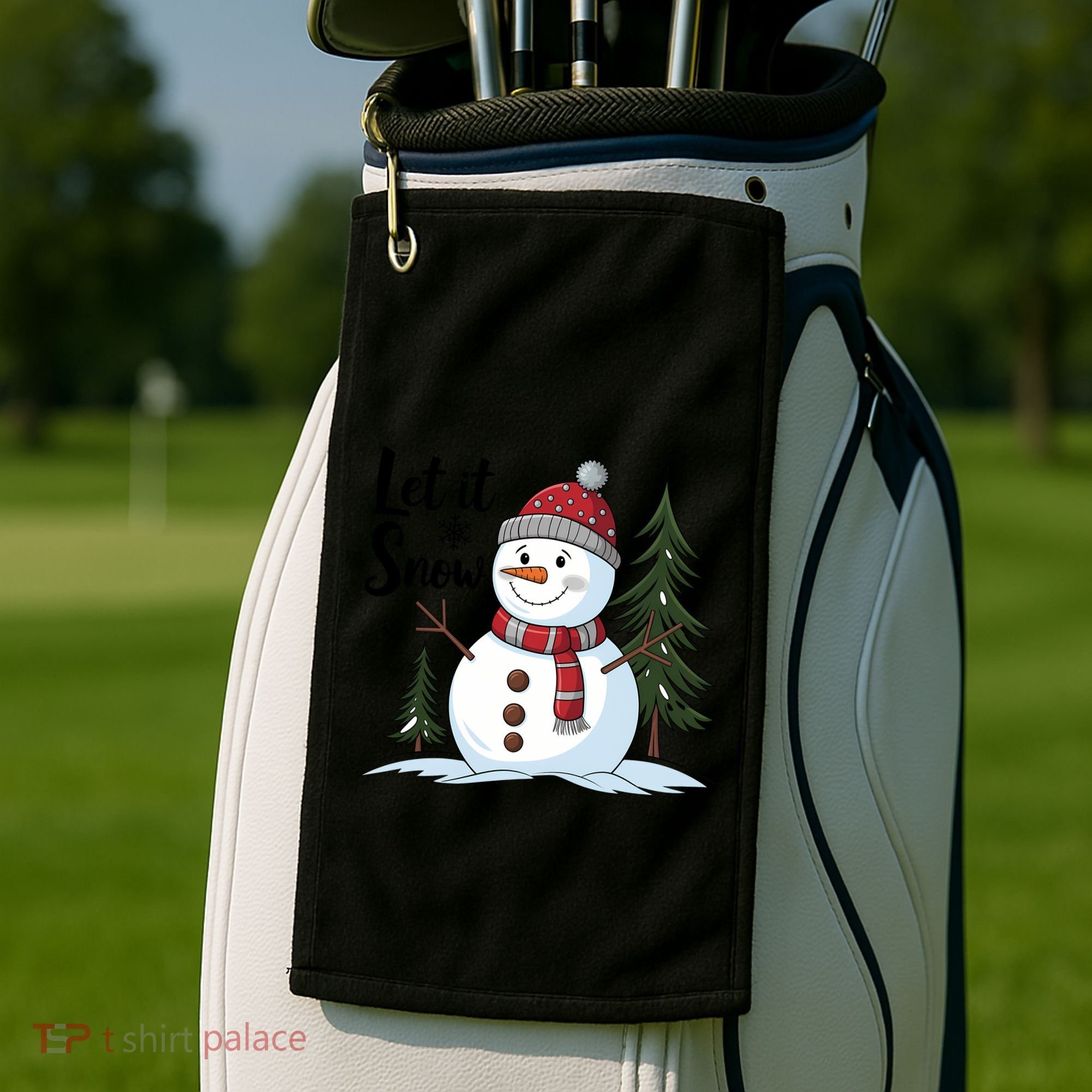 Let It Snow Cute Snowman Christmas Xmas Holiday Golf Towel