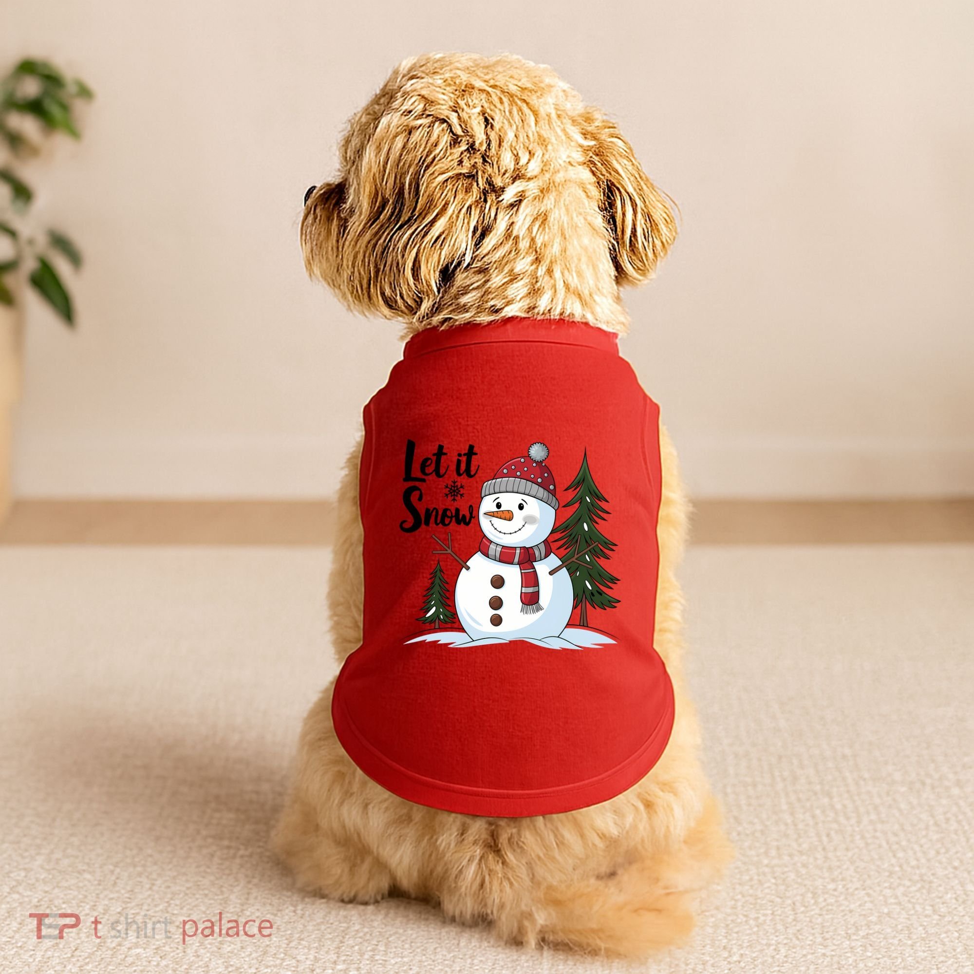 Let It Snow Cute Snowman Christmas Xmas Holiday Doggie Tank