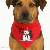 Let It Snow Cute Snowman Christmas Xmas Holiday USA-Made Doggie Bandana thumb 1