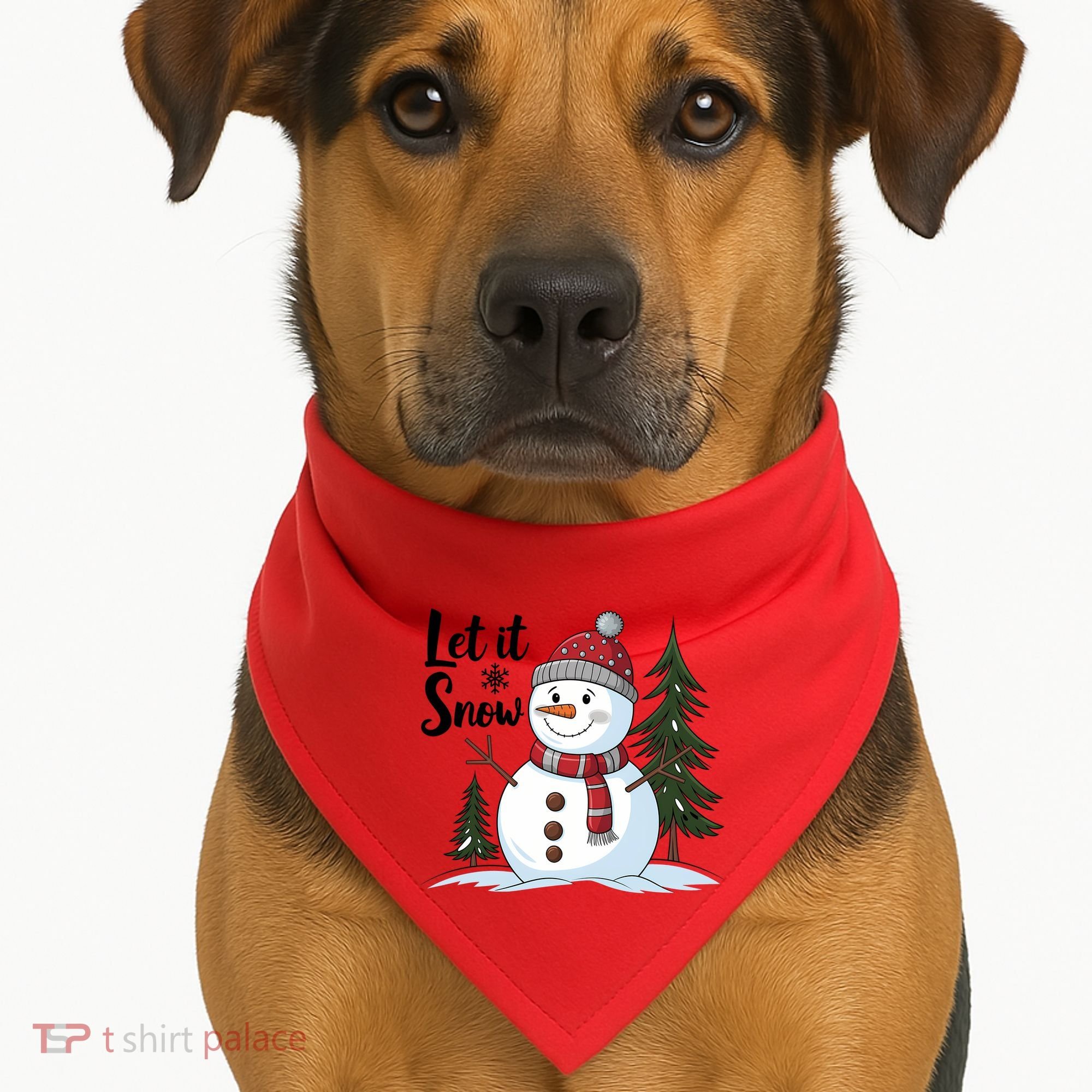 Let It Snow Cute Snowman Christmas Xmas Holiday USA-Made Doggie Bandana