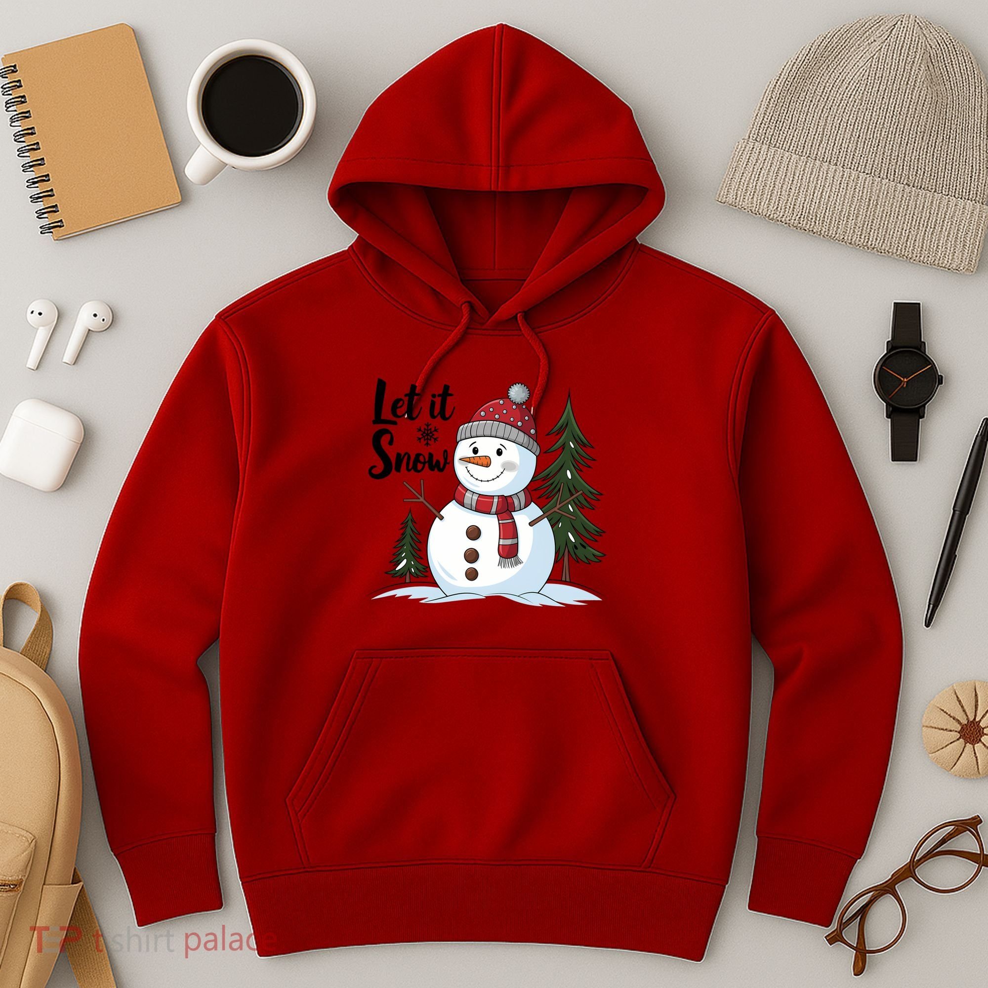 Let It Snow Cute Snowman Christmas Xmas Holiday Hoodie