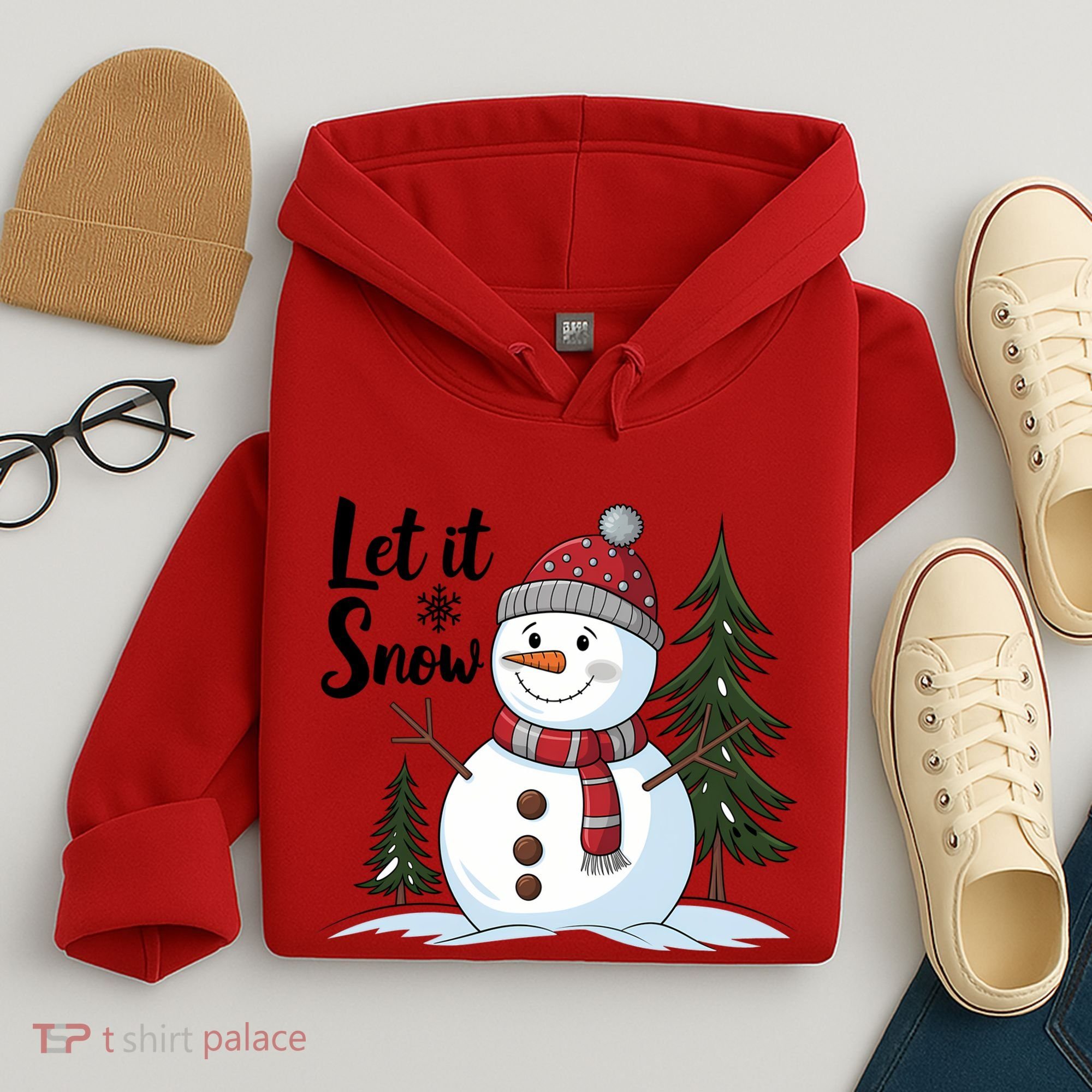 Let It Snow Cute Snowman Christmas Xmas Holiday Hoodie