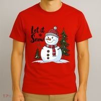 Let It Snow Cute Snowman Christmas Xmas Holiday T-Shirt thumb 3