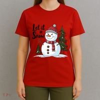 Let It Snow Cute Snowman Christmas Xmas Holiday T-Shirt thumb 4