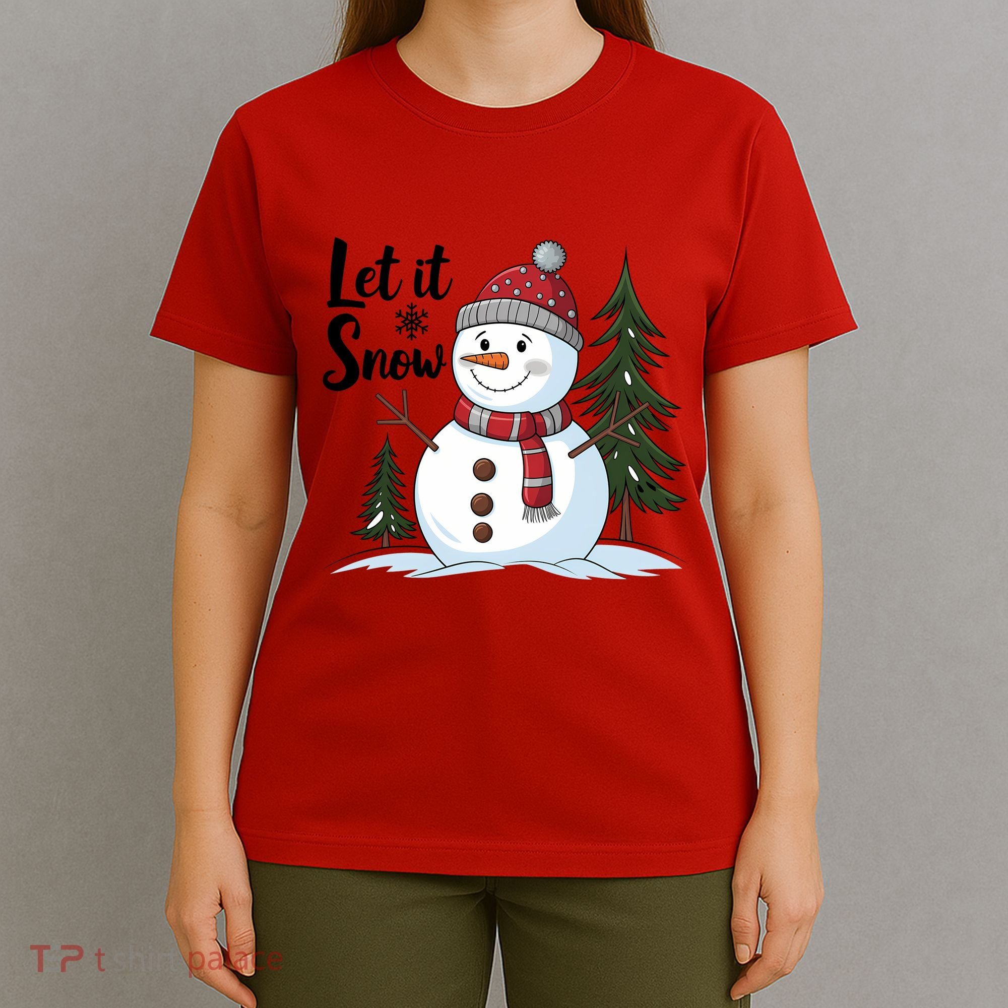 Let It Snow Cute Snowman Christmas Xmas Holiday T-Shirt