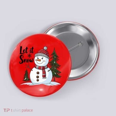 Let It Snow Cute Snowman Christmas Xmas Holiday Button