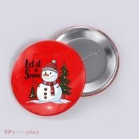 Let It Snow Cute Snowman Christmas Xmas Holiday Button thumb 0