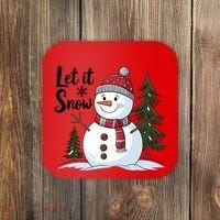 Let It Snow Cute Snowman Christmas Xmas Holiday Coaster thumb 0