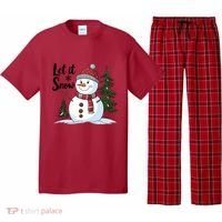 Let It Snow Cute Snowman Christmas Xmas Holiday Pajama Set thumb 0
