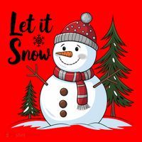 Let It Snow Cute Snowman Christmas Xmas Holiday Mousepad thumb 1
