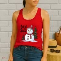 Let It Snow Cute Snowman Christmas Xmas Holiday Women's Tank Top thumb 2