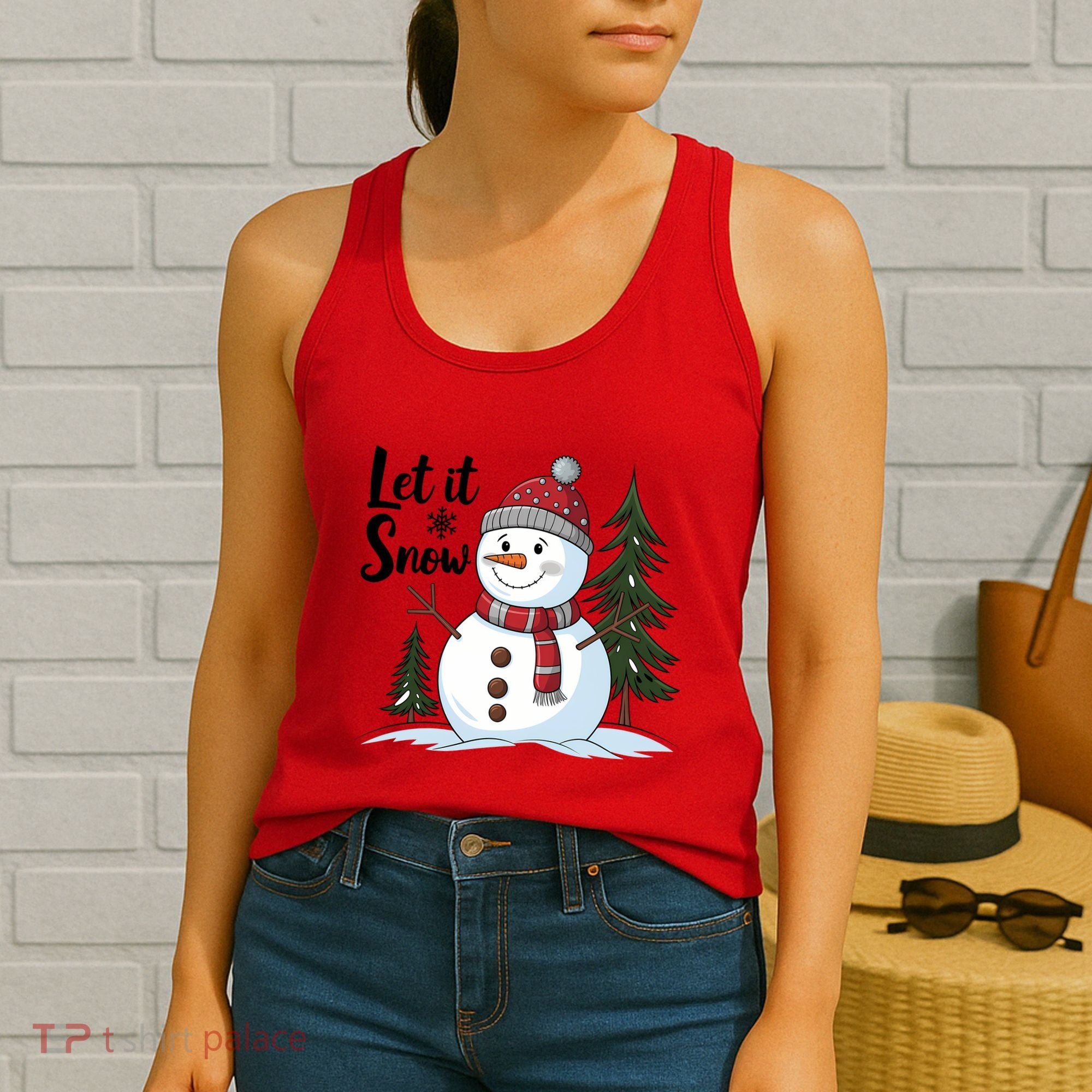 Let It Snow Cute Snowman Christmas Xmas Holiday Women's Tank Top