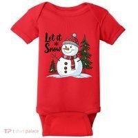 Let It Snow Cute Snowman Christmas Xmas Holiday Baby Bodysuit thumb 0