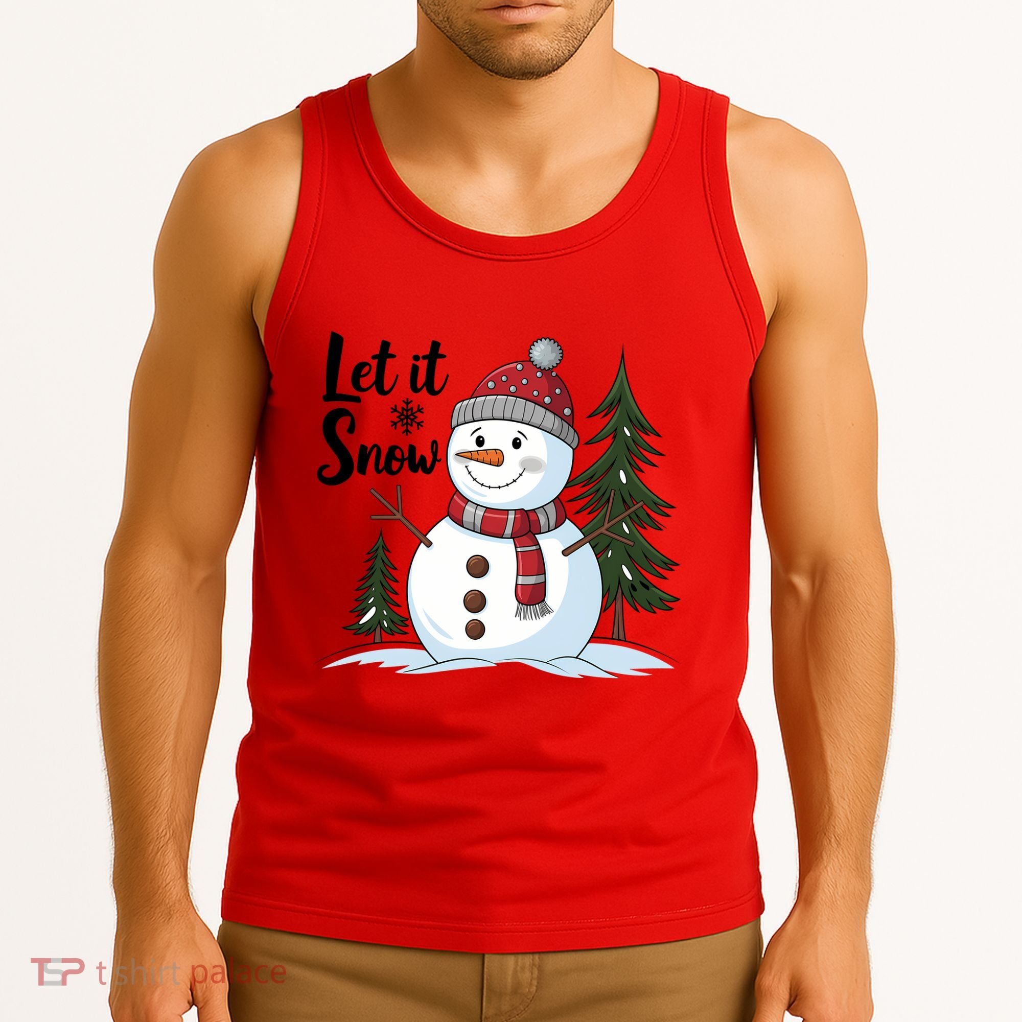 Let It Snow Cute Snowman Christmas Xmas Holiday Tank Top