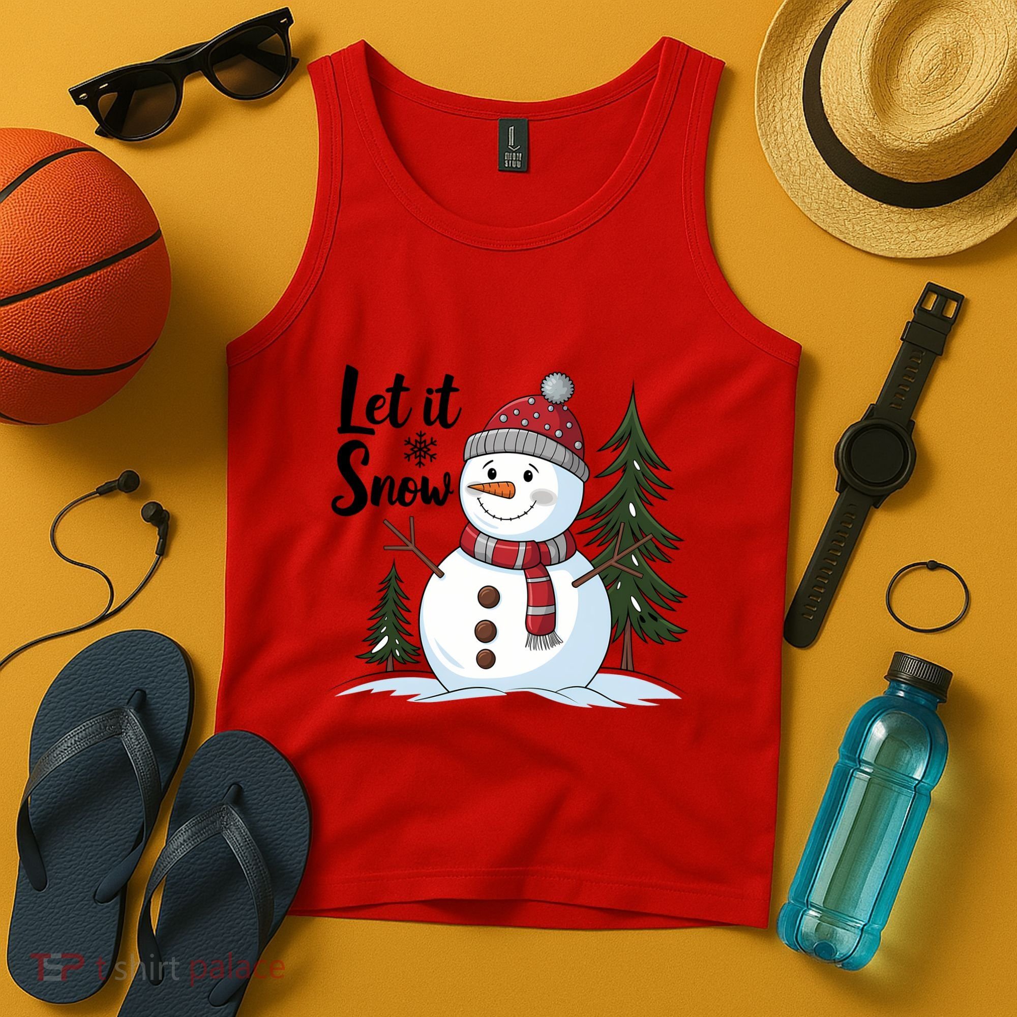 Let It Snow Cute Snowman Christmas Xmas Holiday Tank Top