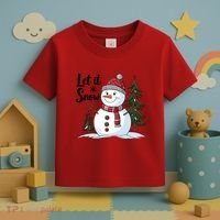 Let It Snow Cute Snowman Christmas Xmas Holiday Toddler T-Shirt thumb 3